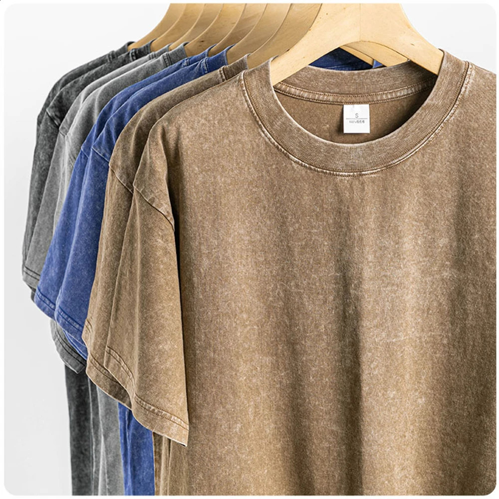 Summer Washed T shirt Men Women Cotton Loose O-Neck Oversized Tee Mens America Y2k Tops Hip Hop Vintage Short Sleeve T-shirt 250319
