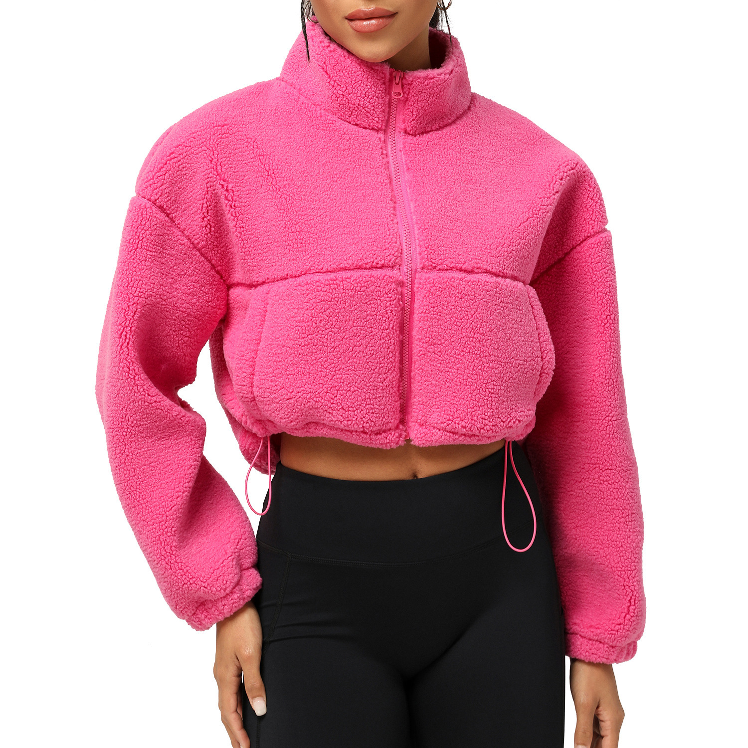 New lamb wool sports leisure autumn and winter thick plush short top jacket, outdoor running jacket