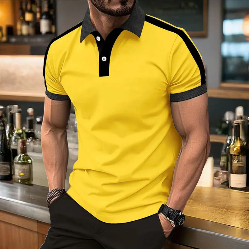 Summer Mens Short sleeved Polo Shirt Business Casual Collar T-shirt Plus Size Breathable Top European and American Plus size 250319