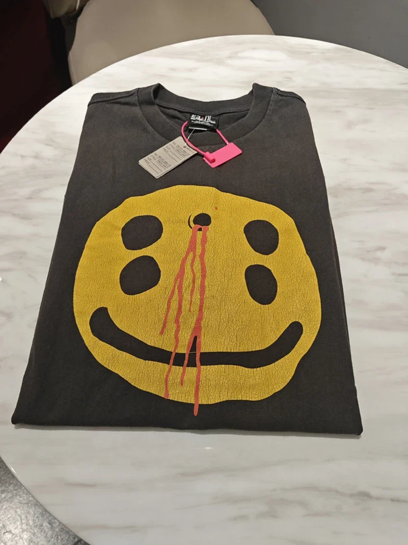 Saint High Quality Casual Loose Smiling Print Men T Shirt 250319