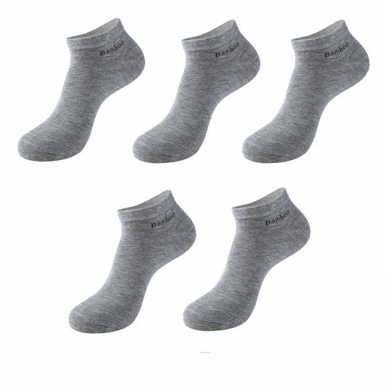 5 pairs/pack mens bamboo fiber short socks high-quality new casual breathable antibacterial mens ankle socks X250319