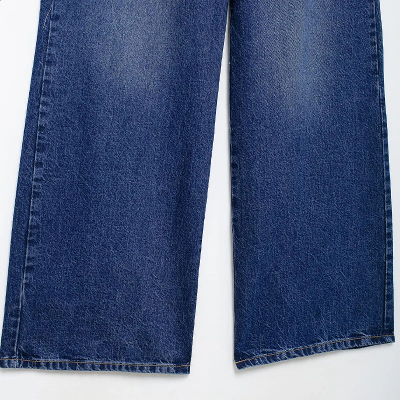 Willshela Women Fashion With Belt Denim Blue Front Zipper Straight Pants Jeans Vintage High Waist Full Length Female Trousers 250317