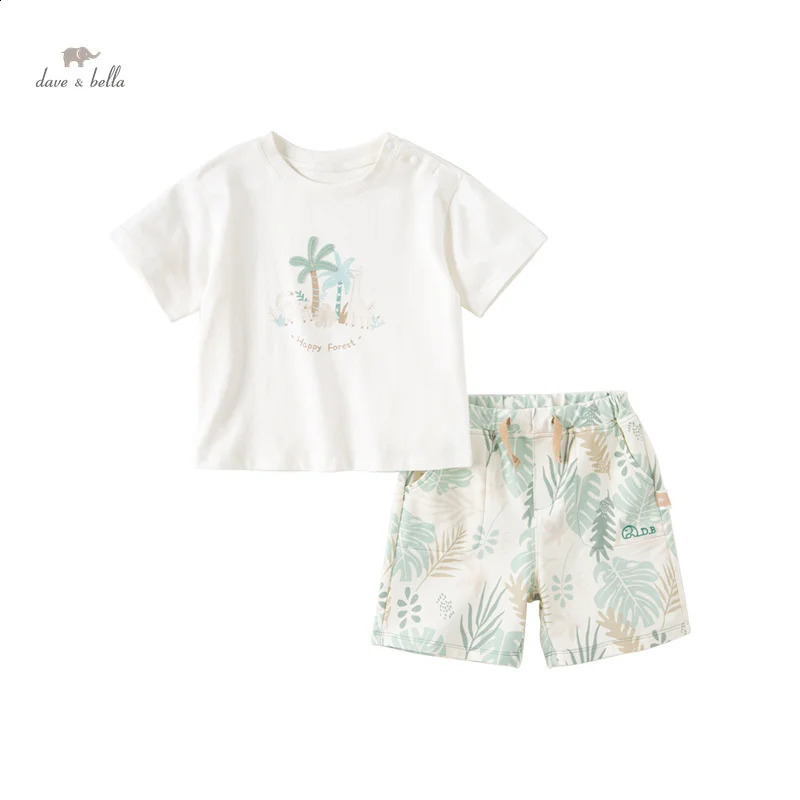 Dave Bella Childrens Suit Summer Boys Two-Piece Antibacterial Ventilate Cotton Casual Clothes Outdoors Sport DB2235052 250319