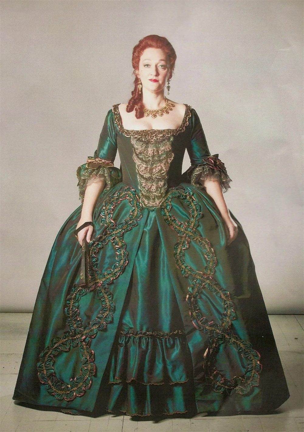 Gothic Medieval Victorian Prom Dresses 18th Century Royal Queen Marie Antoinette Costume Dark Green Colonial Duchess Gown Rococo Special Occasion Dres