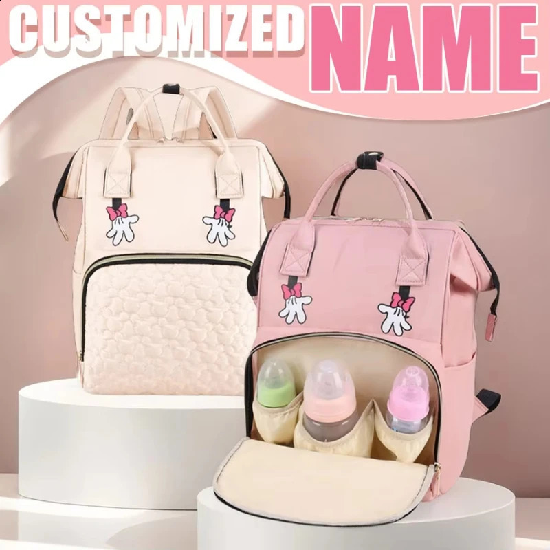 Personalized Name Mommy Bag Multi-functional Double Shoulder Storage Diaper Backpack for Outdoor Traveling Mom Gift 250319