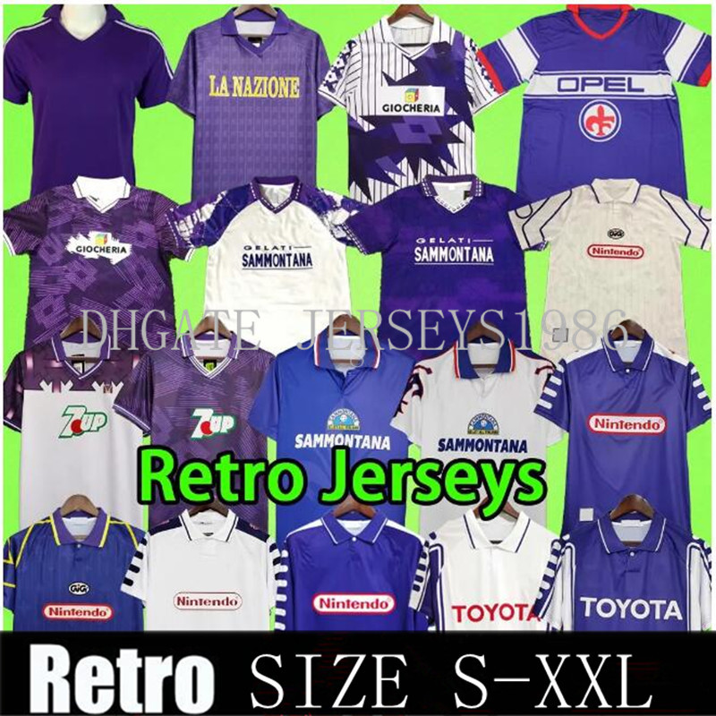 1995 1996 Retro classic Fiorentina Soccer jerseys Sweatshirt 1989 90 91 92 93 97 98 99 BATISTUTA R.BAGGIO DUNGA Retro Fiorentina Football shirt chandal futbol 888