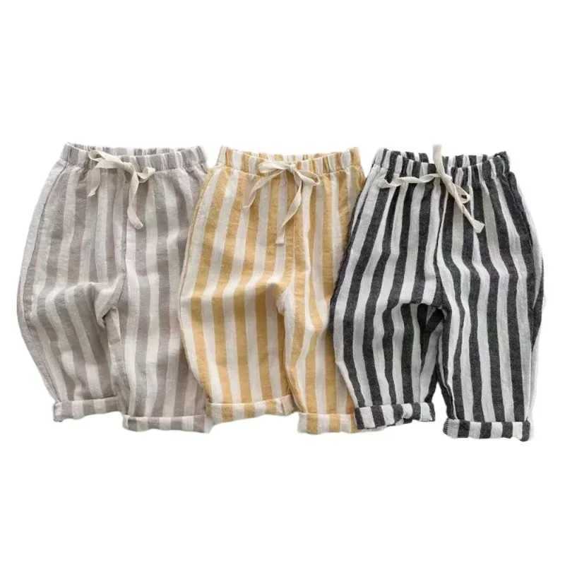 Childrens clothing for spring and summer soft and comfortable striped jogging pants for children loose fitting for newborns and infants TrousersT25031