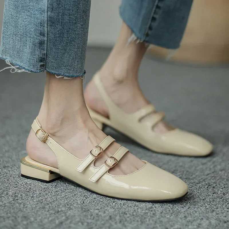 Womens Sandals Summer Womens Flat Shoes Double Button Mary Janes Shoes Patent Leather Dress Shoes Strap Zapatos MujerXJ250319