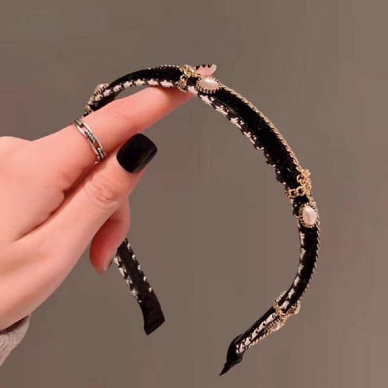 Fabric French Chic Simulated Pearl Chain Headband for Party & Everyday Use