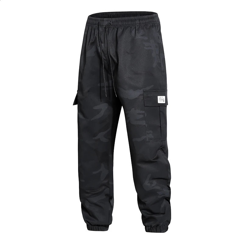 Spring and summer mens work pants camouflage pocket elastic waist large weight loss closed sports 250319