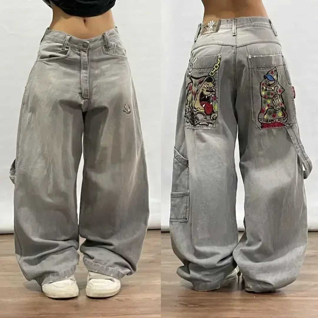 US Y2K 2025 new pocket wide leg black jeans ultra-thin womens street casual clown jeans couple jeans retro streetwearT250319
