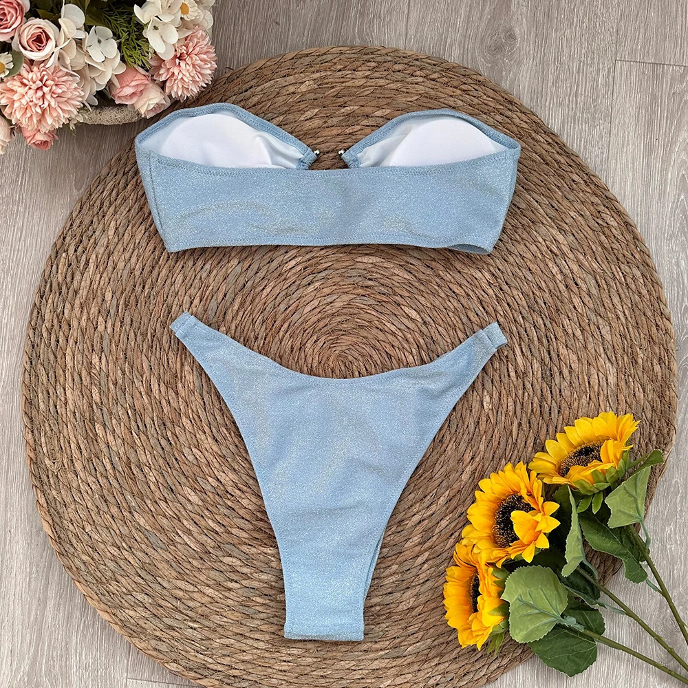 Bandeau Bikini Micro Bikinis Set Womens Swimsuit Sexy Female Thong Swimwear Bathing Suit Thong Biquini Swimming Suits 250319