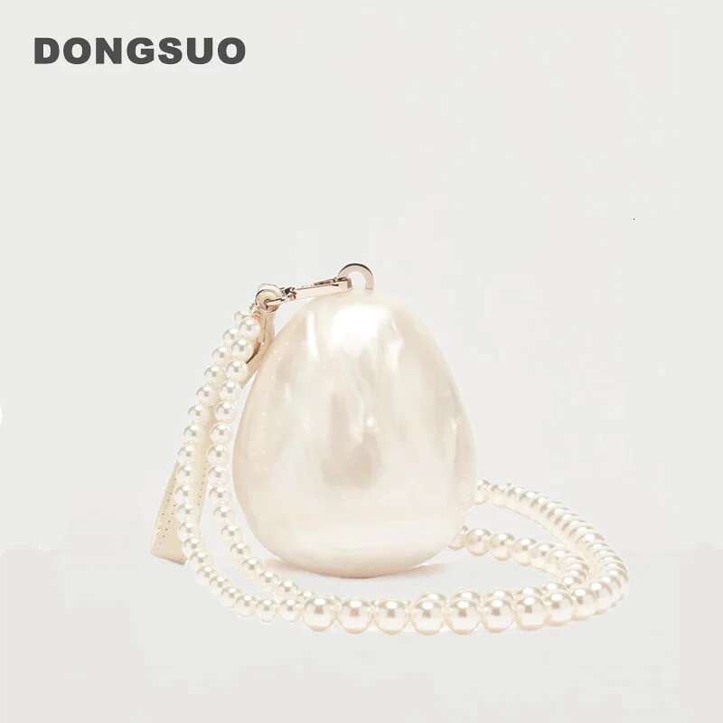 Women Acrylic Egg Bag Cute Pearl Evening Clutch Bag With Beaded Strap For Wedding Party Purse And Handbag Designer