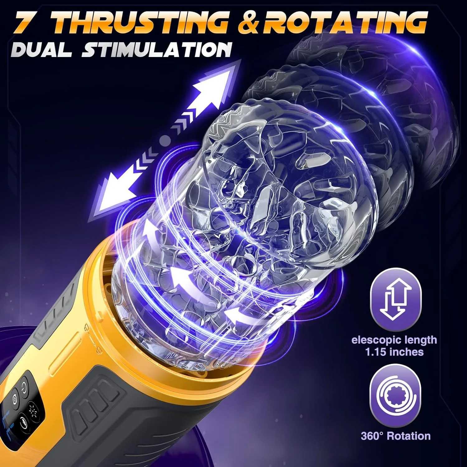 6-in-1 male sex machine penis pump vibration stimulation rotating tongue licking one click burst mode LCD display male masturbationXJ250319