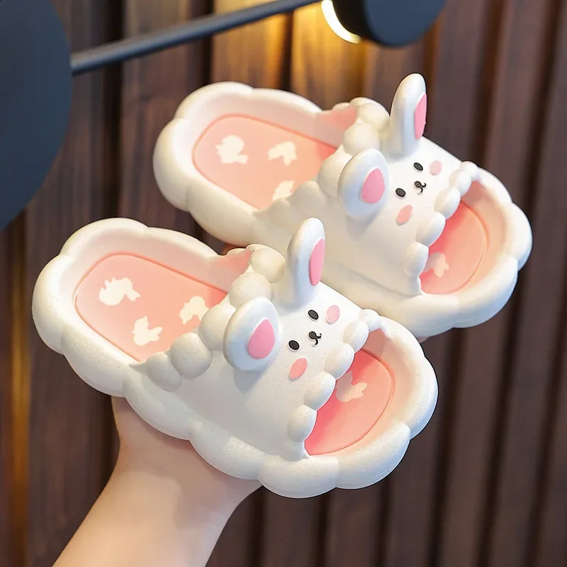 Summer Childrens Slide Cute Cartoon 3D Rabbit Slide Breathable Non slip Home Bathroom Soft Slide Girl Childrens Slide 250318