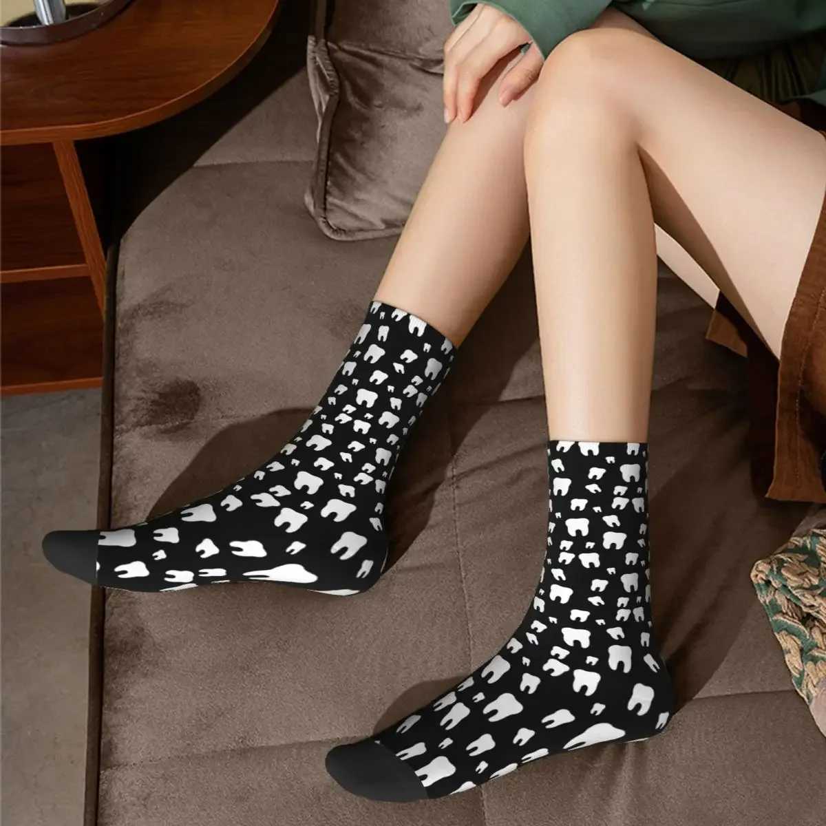 Teeth pattern socks Harajuku sweat absorbing stockings seasonal unisex birthday gift accessories X250319