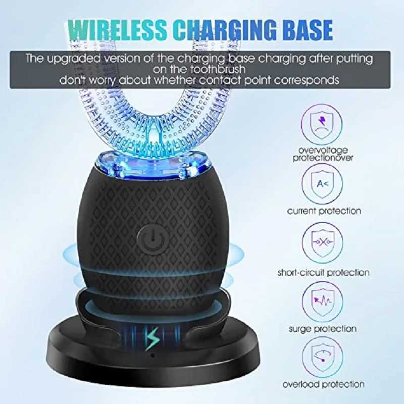 U-shaped sonic electric toothbrush 360 degree oral cleaning automatic silicone toothbrush cold blue light teeth whitening brush M250318