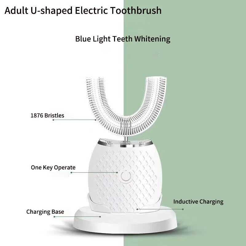 360 Degree U Type Automatic Electric Toothbrush Rechargeable forAdults Ultrasonic Sonic Tooth Brushes Blue Light IPX7Waterproof M250319