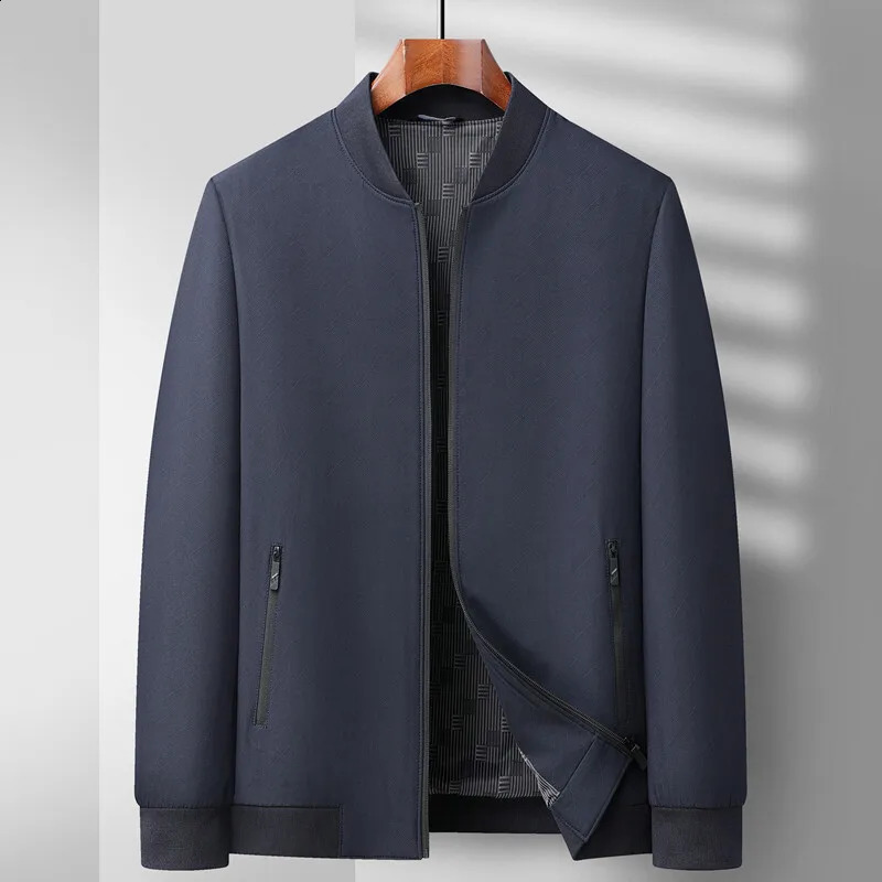 Classic Baseball Collar Solid Color Business Casual Zipper Jacket Mens Wear 250317
