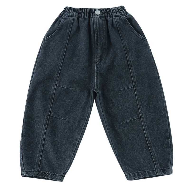 2025 Spring Autumn Kids Boys Pants Denim Loose Solid Elastic Versatile Casual Toddler Boys Pants Children Boys JeansT250318