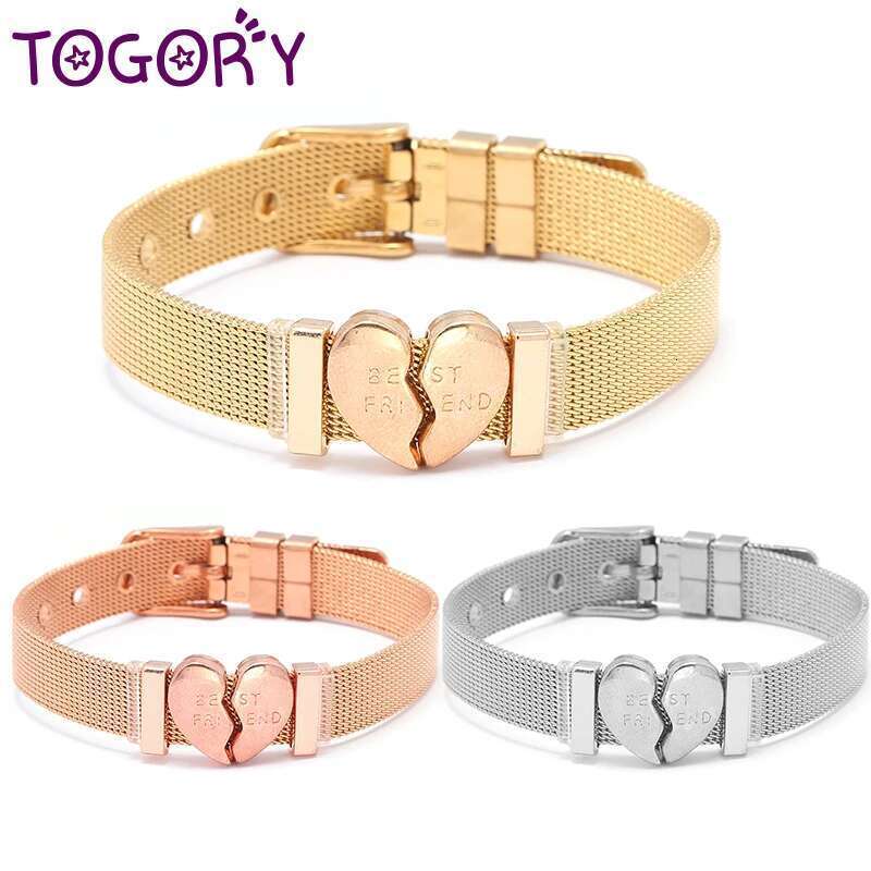 10mm Best Friend Beads Stainless Steel Mesh Bracelets DIY Charm Keeper Bracelets Bangle For Women Friend Men Best Jewelry Gift