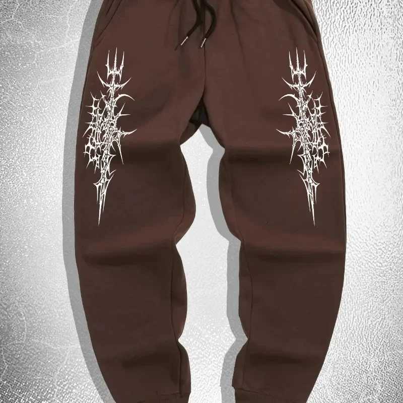 Mens printed waist sports pants street casual pants sports pants suitable outdoor sports and leisure pure jogging pants X250319