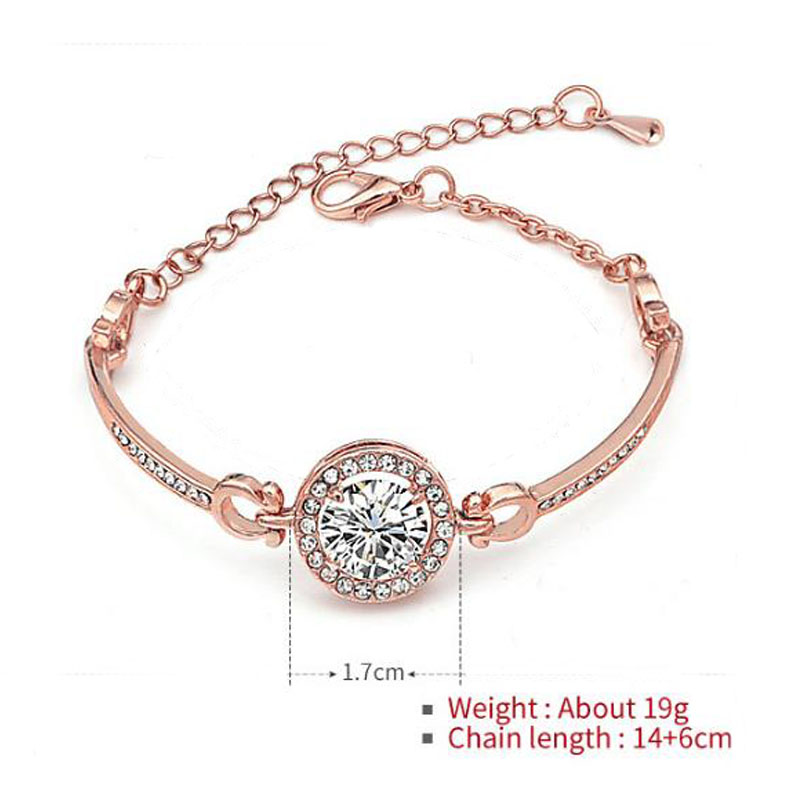 18K Rose Gold Silver Plated Austrian Crystal Charm Bracelet for Women Zirconia Bracelet Hand Chain Diamond Bracelets Wedding Jewelry Nice Gift Wholesa