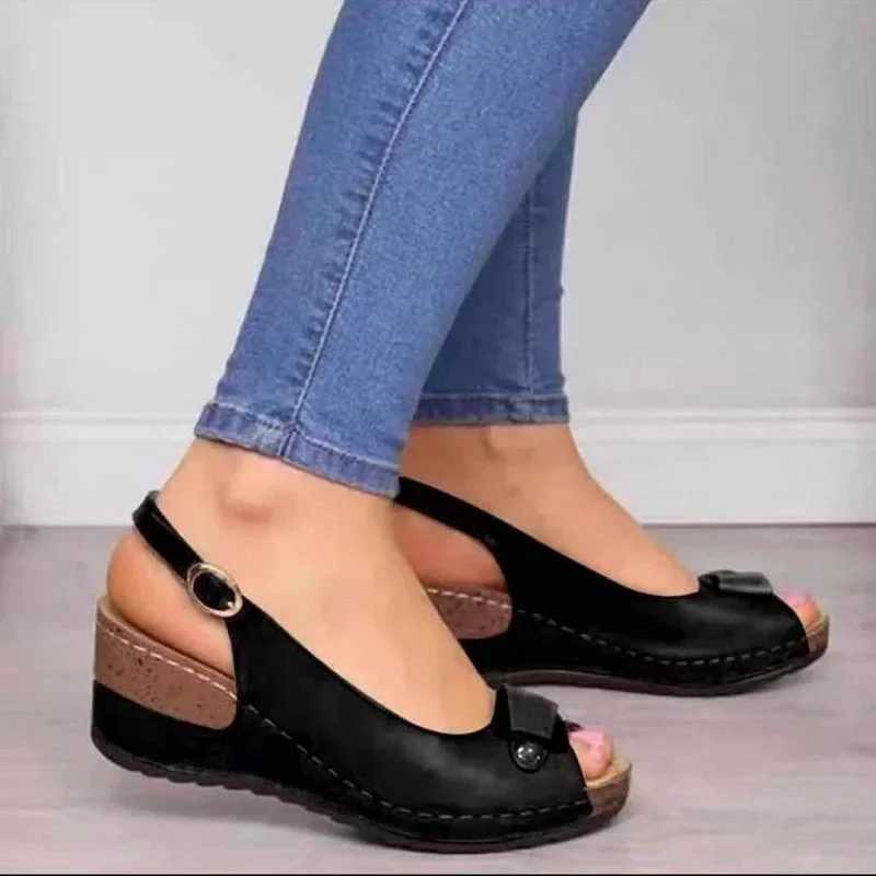 New Arrival Summer shoes retro low boots womens platform shoes womens dance orthopedic scissors orthotics walking sandals open toe shoes T250318
