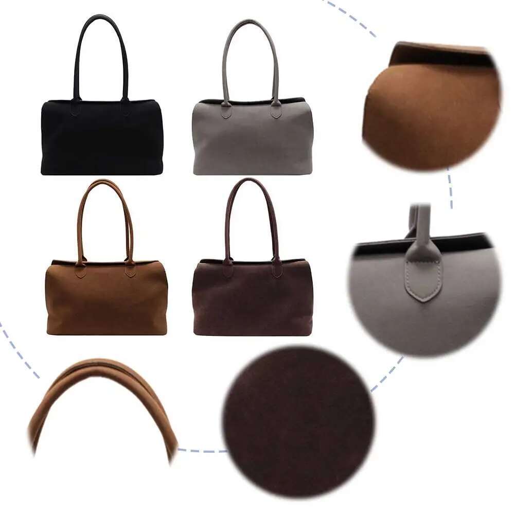 Shoulder For Women Men With Inner Pocket Retro Handbag Suede Solid Color Top Handle Trendy Satchel Work Travel Bag