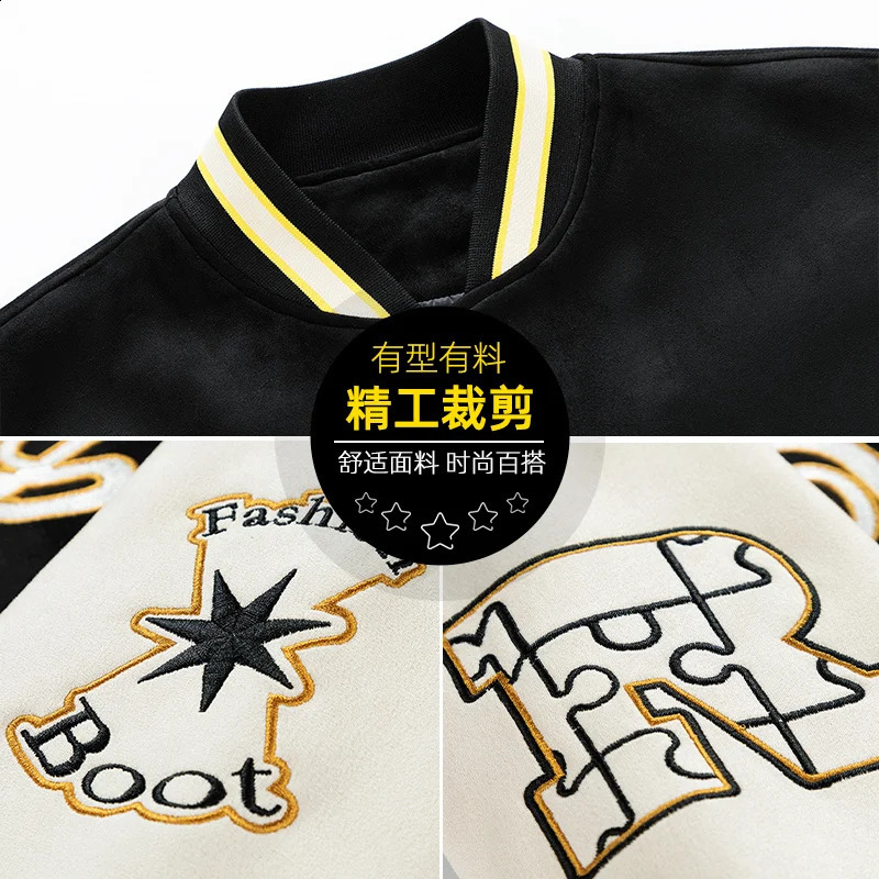 Mens Jacket Suede Baseball Hoodie Coat Motorcycle Bomber Pockets Plus Size Oversize Waterproof Autumn Casual Male Loose College 250317