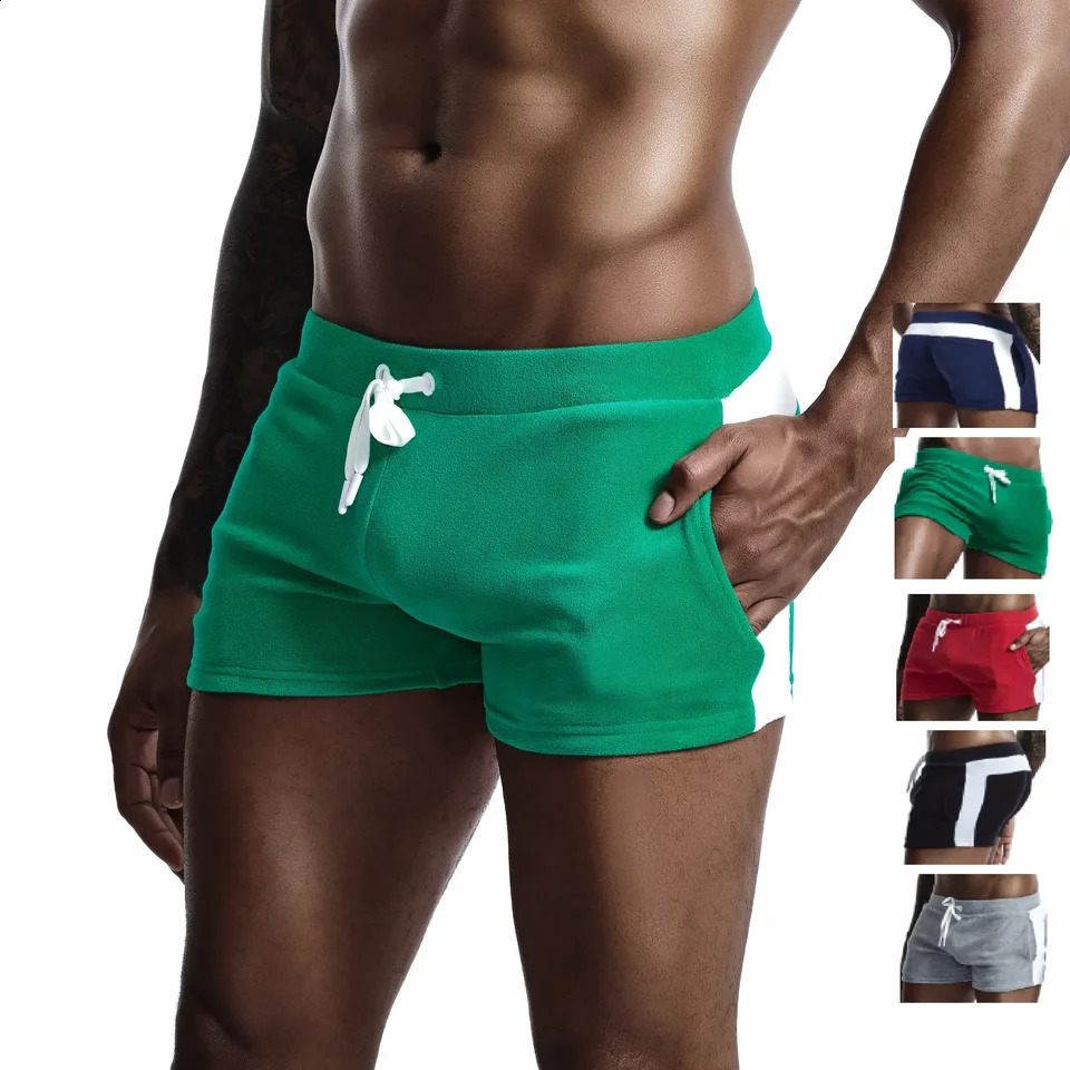 Seobean Mens Velvet Sweater Shorts Retro Boxer Gym Underwear Thick Pants Pocket Jogger 250319