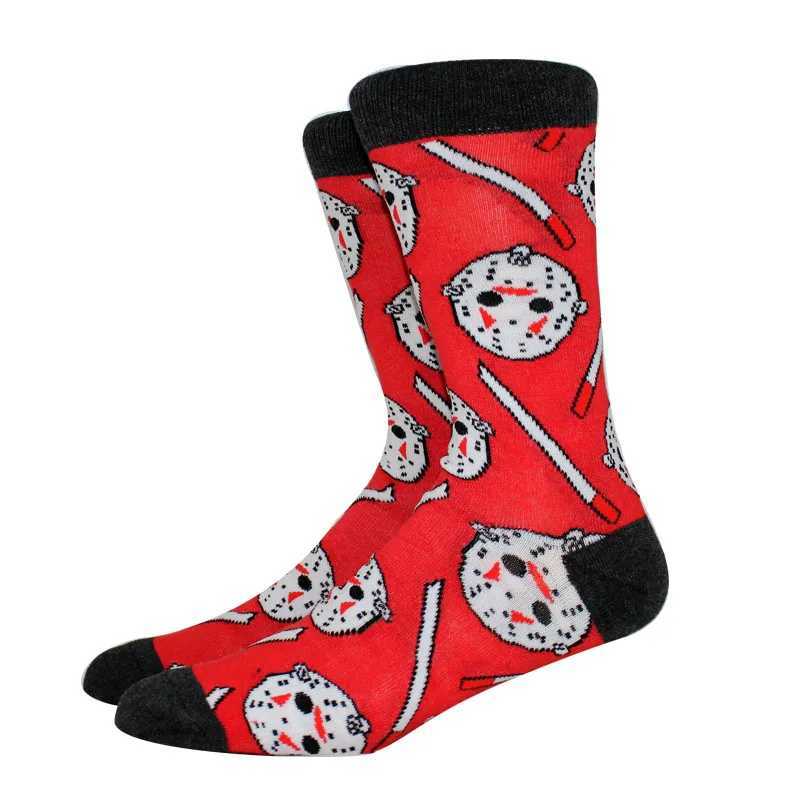 4 pairs of horror movies mens socks anime tube socks couples Halloween role-playing socks novels happy and interesting socks casual womens socks X2503