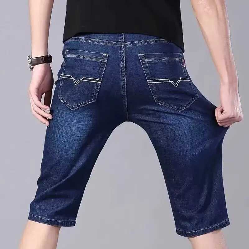 New mens summer fashion light elastic ultra-thin breathable mid waist five pants comfortable casual street daily denim jeans W250319