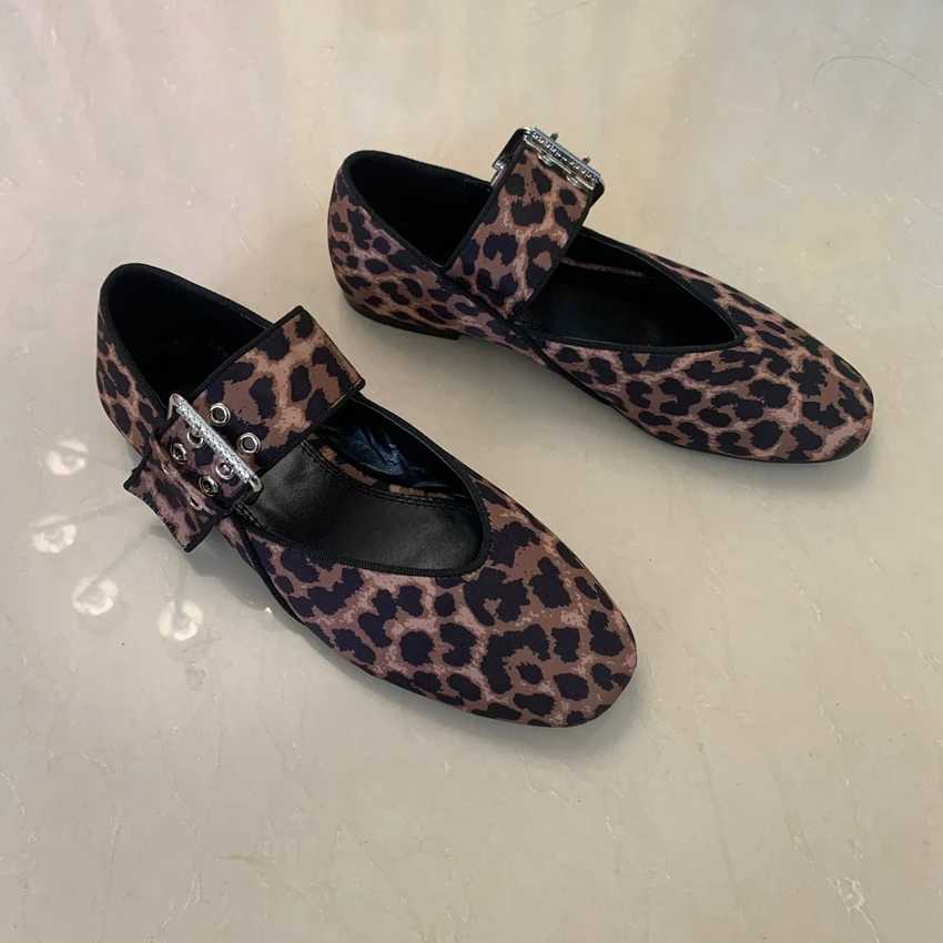 Womens Leopard Print Casual Shoes Woman Flat Shoe Summer Mary Jane Shoes Woman Slip-FlatsXJ250319
