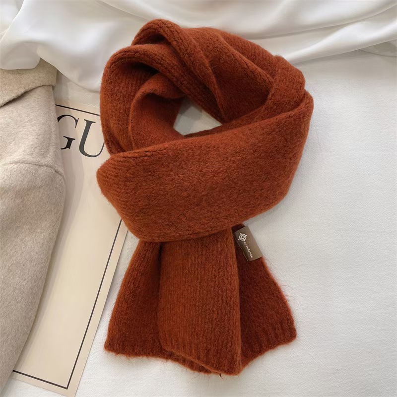 K174 Concave shape! Super fashionable ins style soft small scarf for women autumn and winter warm versatile scarf Korean wool trend