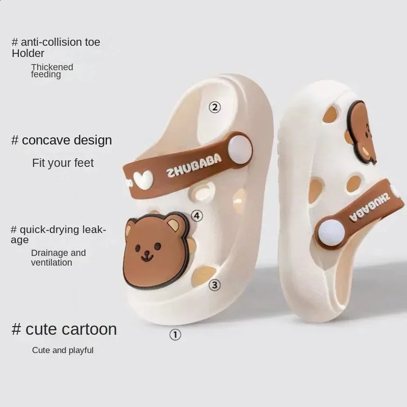 Cartoon Home Sliding Block rens Fashion Cute Soft Bottom Non slip Sandals Summer Shoes Neutral PVC Round Head Sliding Block 250318