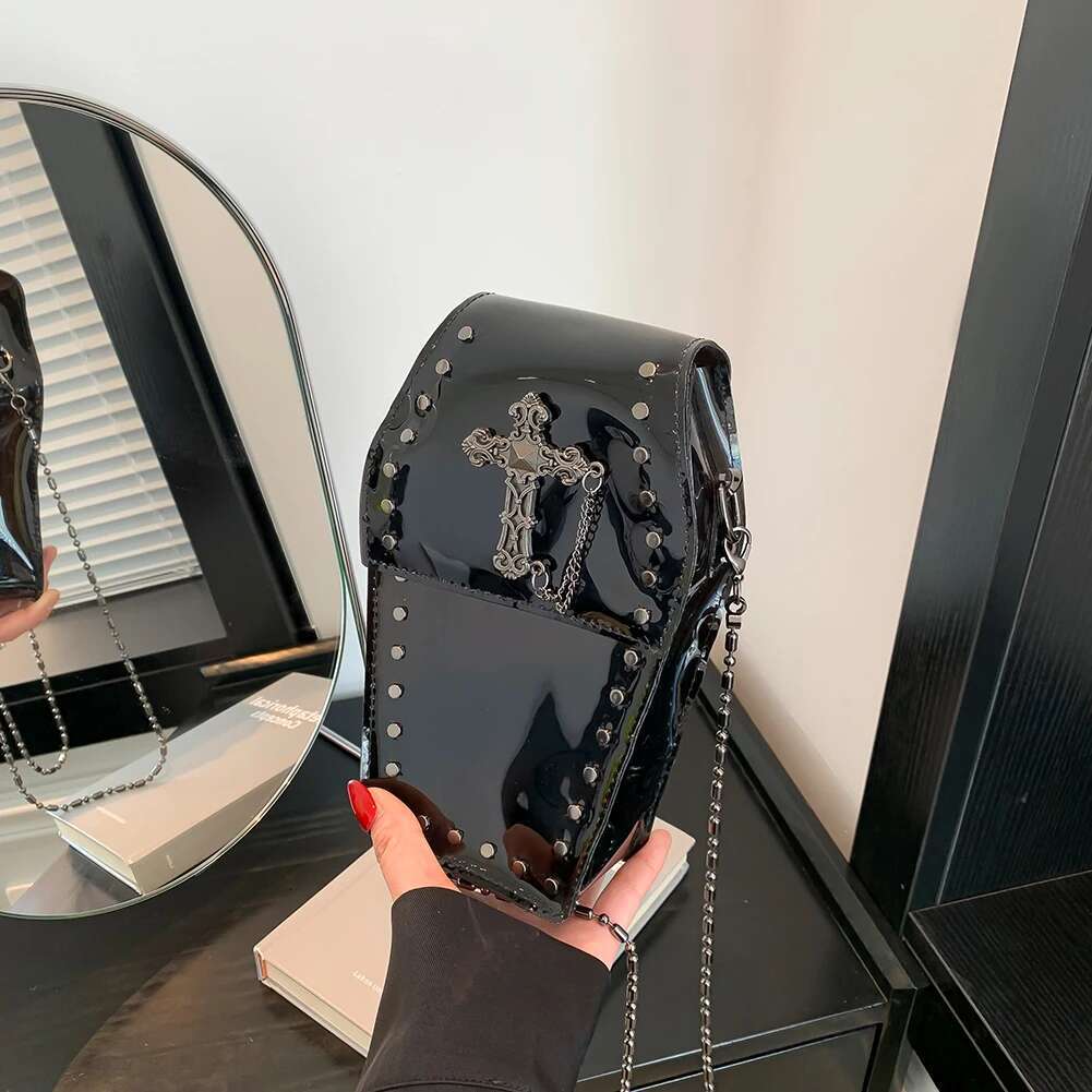 Women Gothic Crossbody PVC Clear Jelly Satchel Cross Coffin Sg Stadium Approved Phone Bag