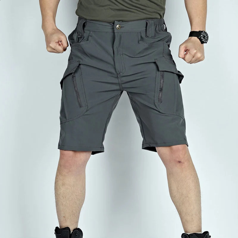 mens work pants tactical multi pocket waterproof outdoor clothes casual shorts quick drying 2 pieces 250319