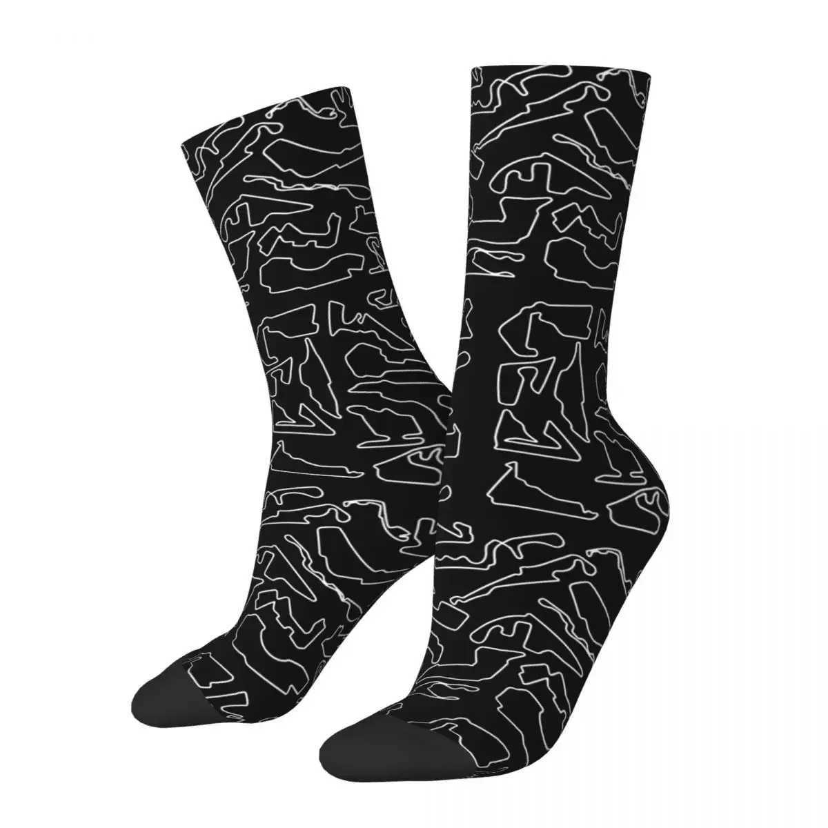 F1 2023 Tracks (Black) Socks Harajuku Sweat Absorbing Stockings All Season Long Socks Accessories for Unisex Birthday Present X250319