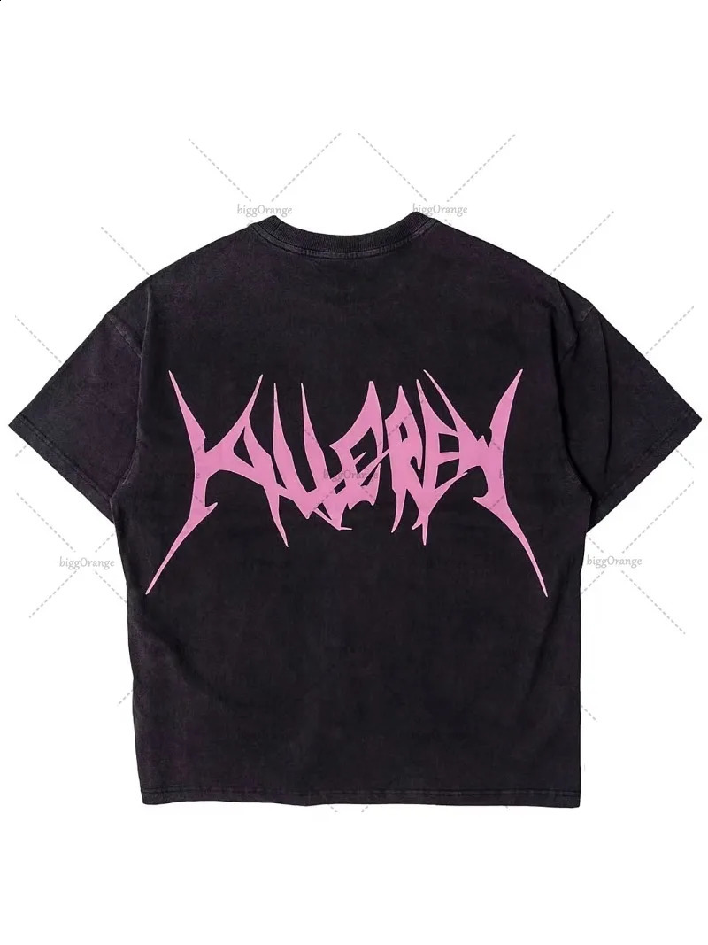 Cotton Y2K Fashion Harajuku Tshirt European and American Street Casual Edition Loose Short Sleeve 250317