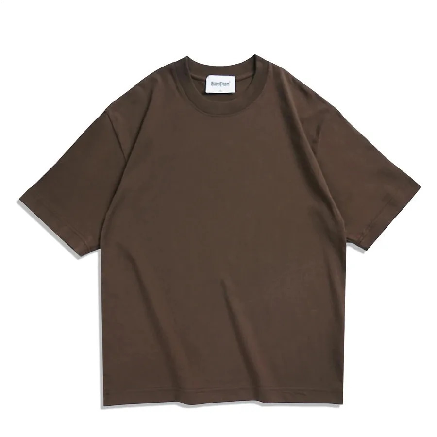 Oversized Summer T shirts for Men Brown Casual Korean Streetwear Tees Unisex Basic Solid Young Cool Tops 250318