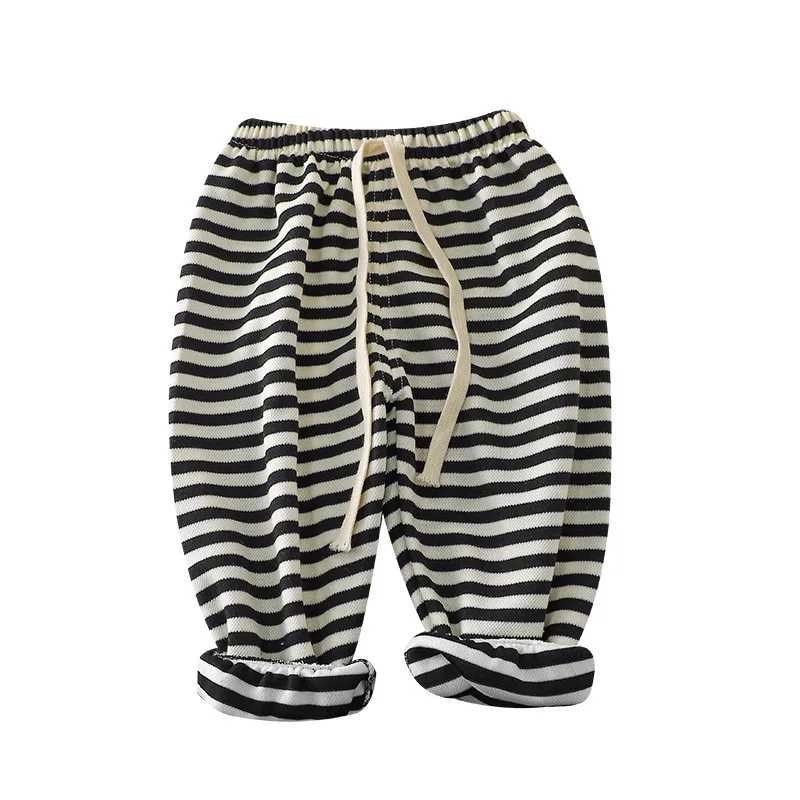 Summer new childrens Korean style mosquito repellent pants suitable for boys and girls baby casual striped ankle length sports pantsT250318