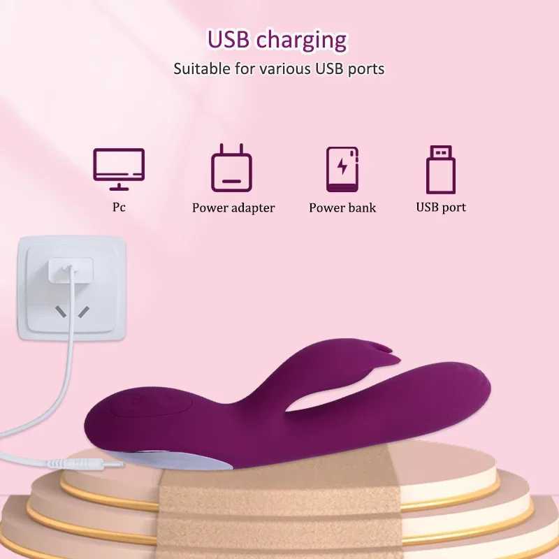 2in1 Rabbit Vibrator For Female Clitoral G Spot Stimulator Vaginal Nipple Massager Adult Dildos Masturbation Sex Toys For Women W250319