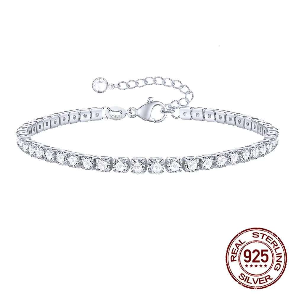 Fashion chain tennis 3mm straight pull adjustable pure sier bracelet for women