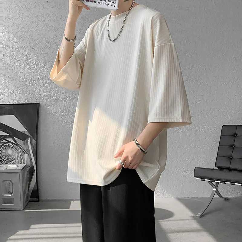 Mens summer T-shirt mens white cool T-shirt womens oversized 5XL Korean loose striped casual T-shirt mensT250318