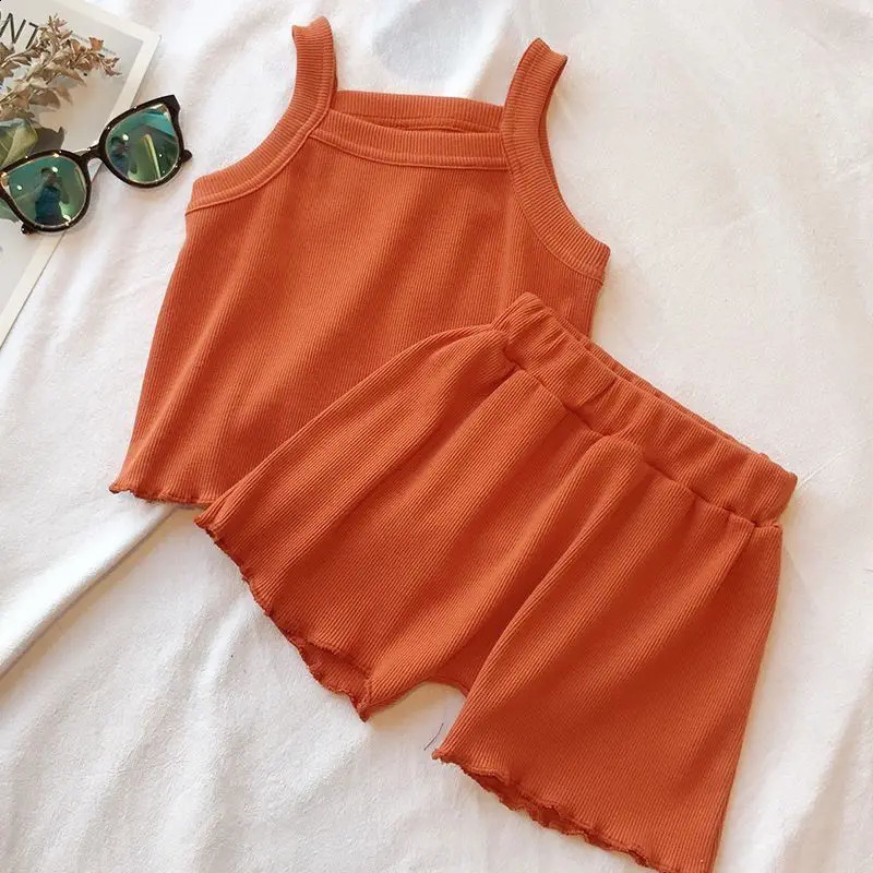 Childrens clothing set knitted sleeveless vestshorts 2piece childrens boutique 250312
