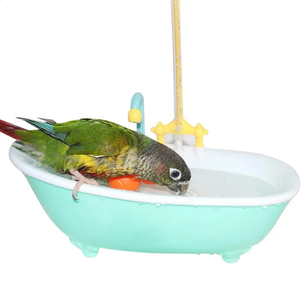 Parrot automatic intelligent bathroom bird bath products blue cute plastic cage accessories home 250318