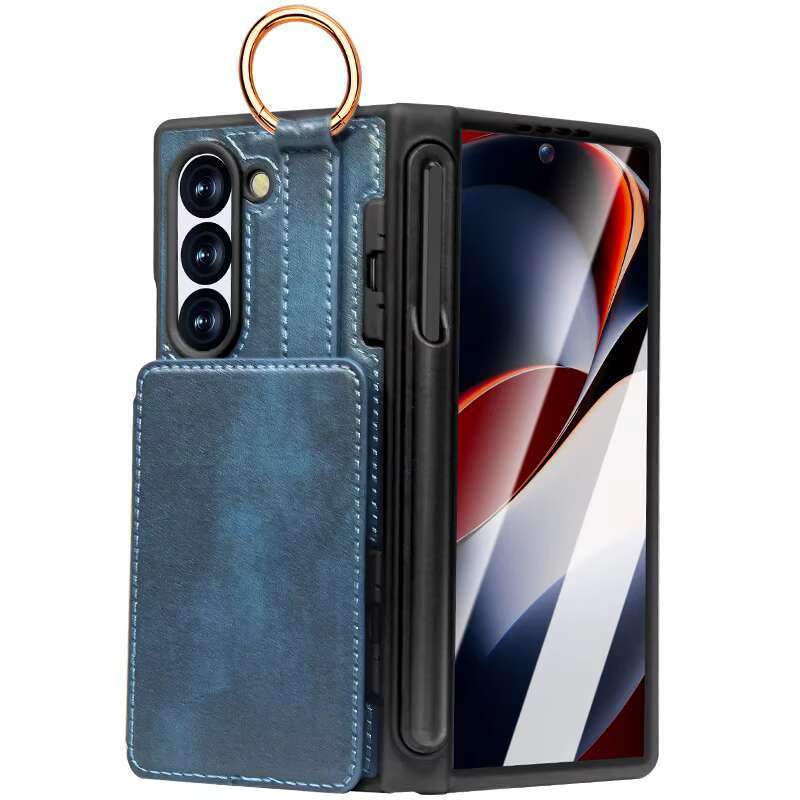 New case Business Style PC+Leather Material Pen Mobile Phone Shell for Samsung Fold 6 Multi Color with Slot