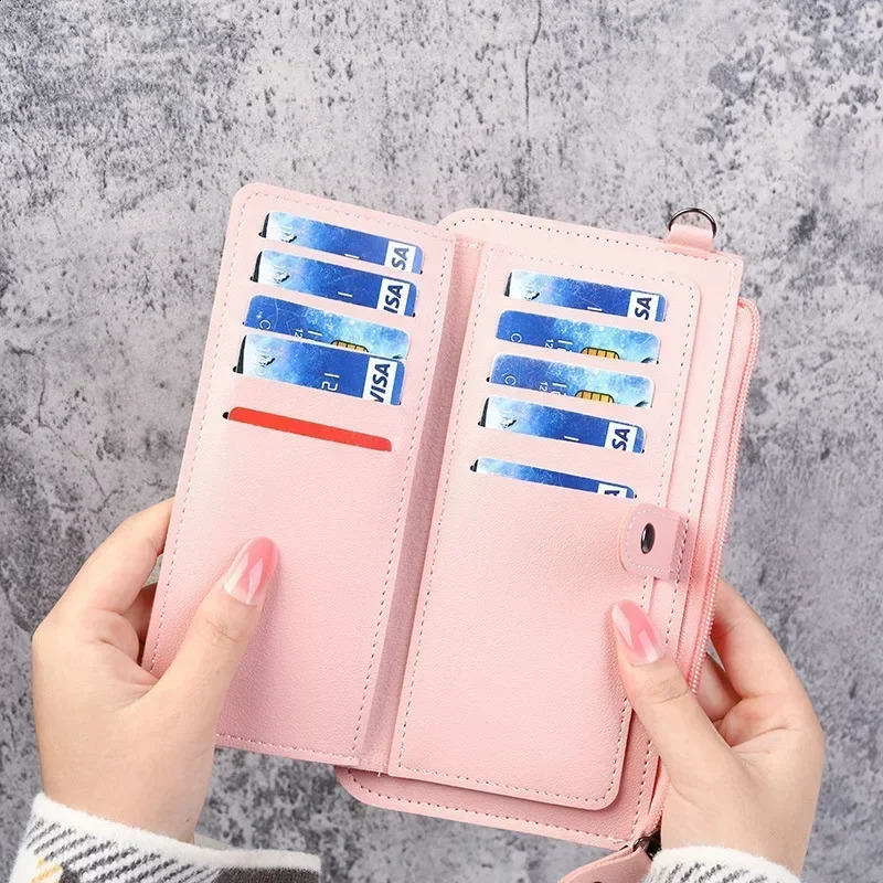 Fashion womens wallet simple zipper wallet black and white gray long clutch wallet soft PU leather wallet 250318