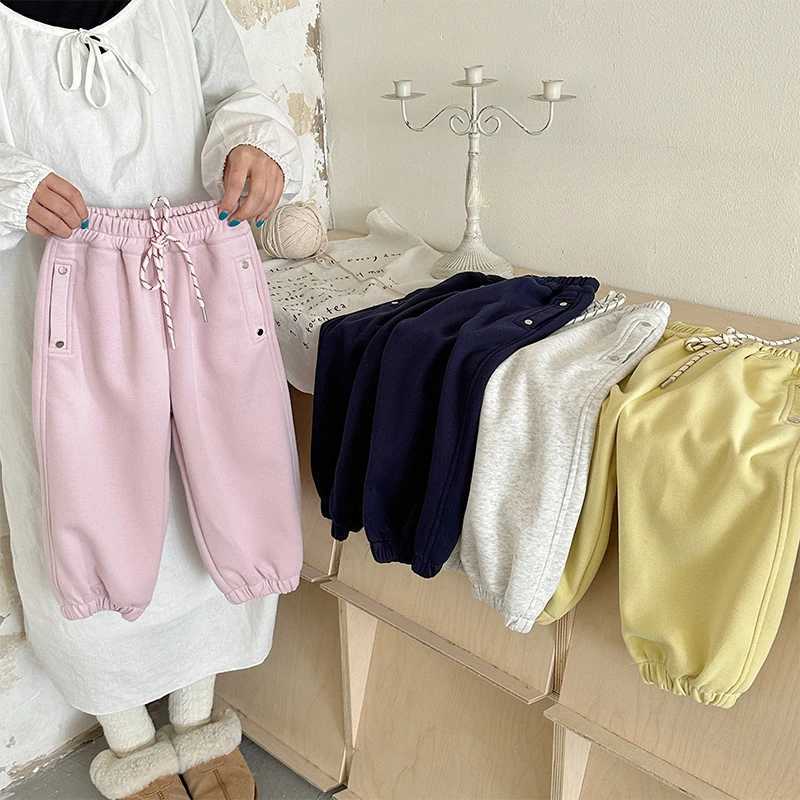 2025 Spring Clothing Korean Style Girls Casual Middle and Small Childrens Sports Pants Solid Color Leg TightsT250318